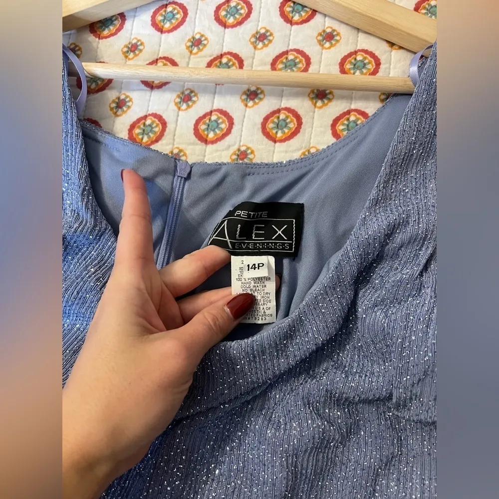 Vintage SET 90s Alex Evenings Lavender Glitter Dress / Overcoat Size 12 - Image 6