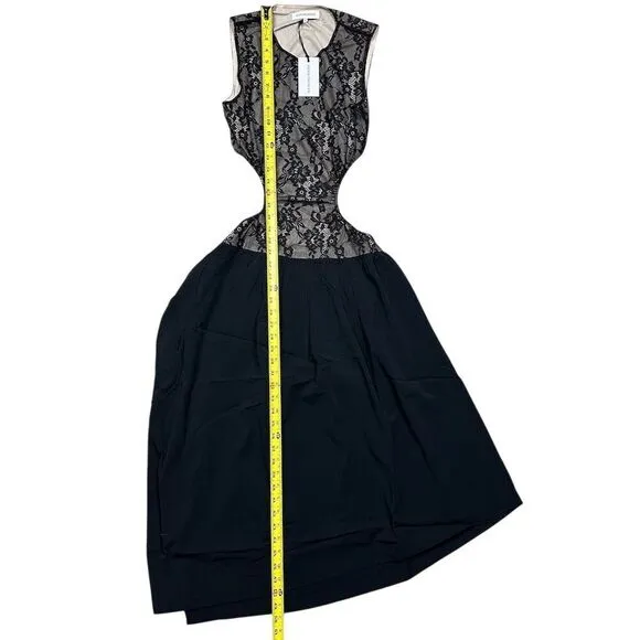 NWT WeWoreWhat Women's Black Cut Out Asymmetrical Midi Dress Size M Lace‎ - Image 9
