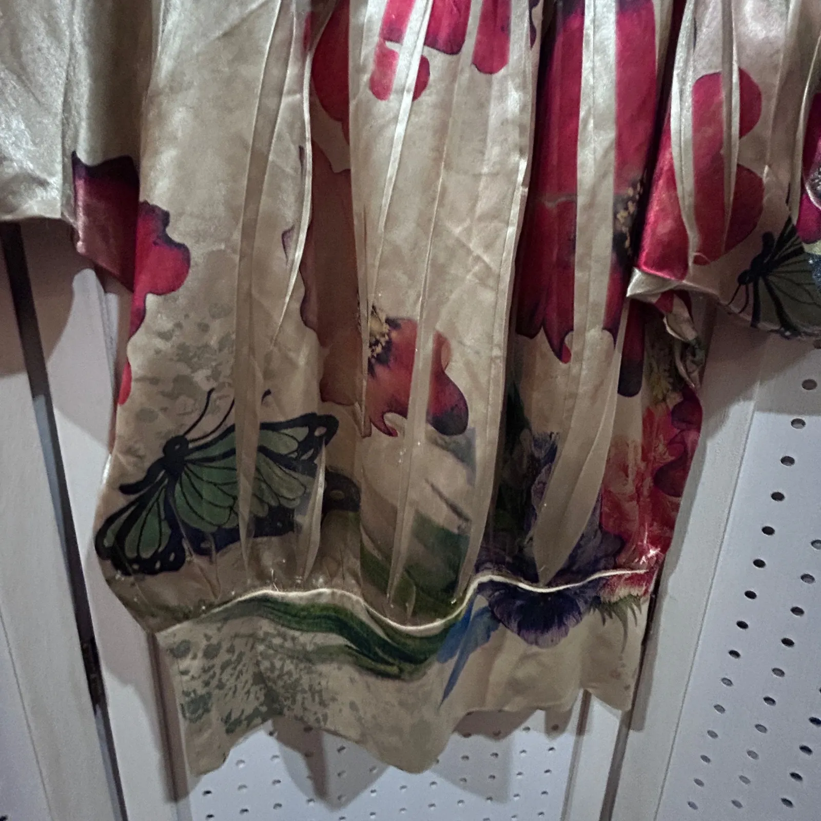 Elegant Butterfly Floral Off Shoulder Blouse Top Sheer Kimono Sleeve Small - Image 8