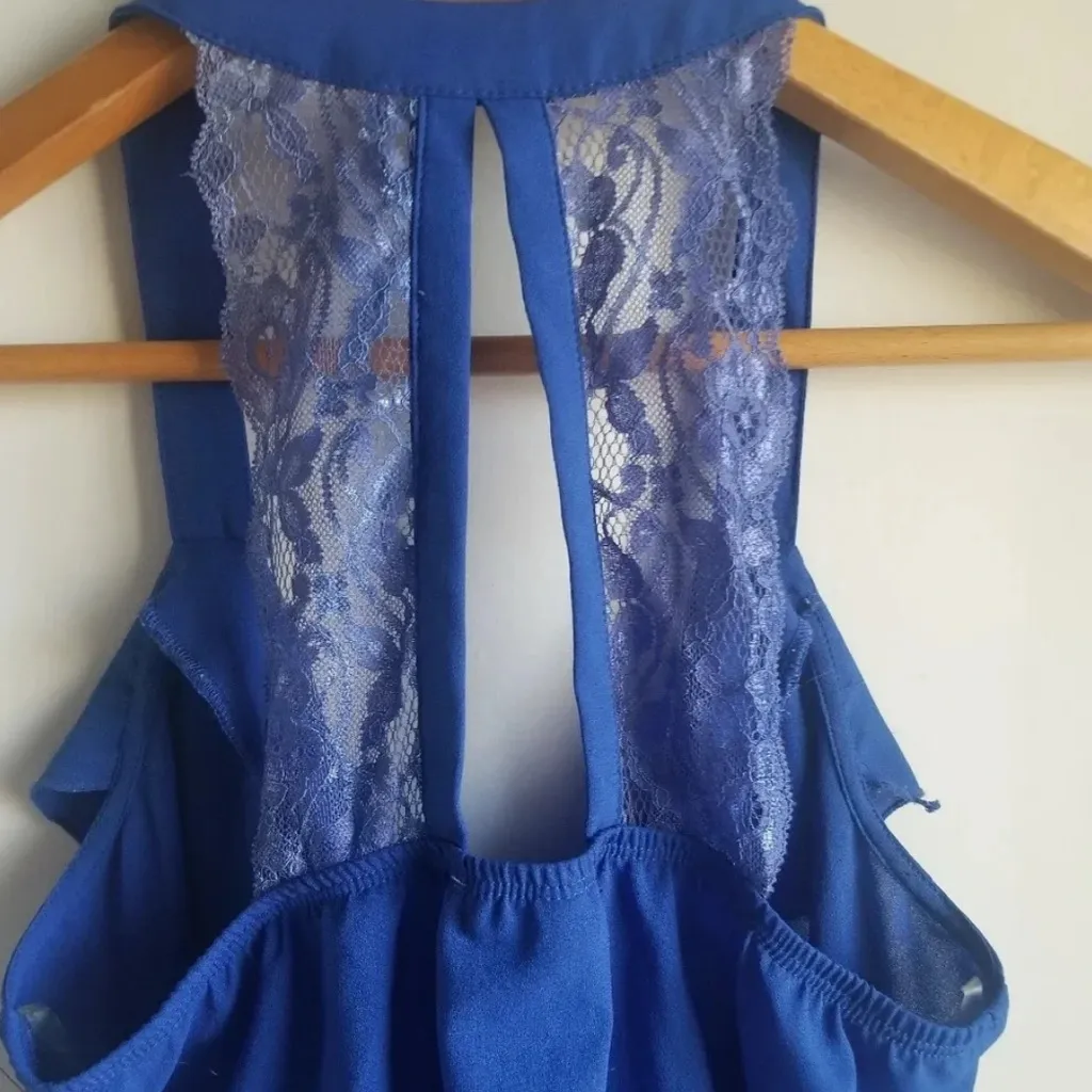 Heart Soul Navy Ruffle Lace Racerback Tank Top Size Small - Image 5