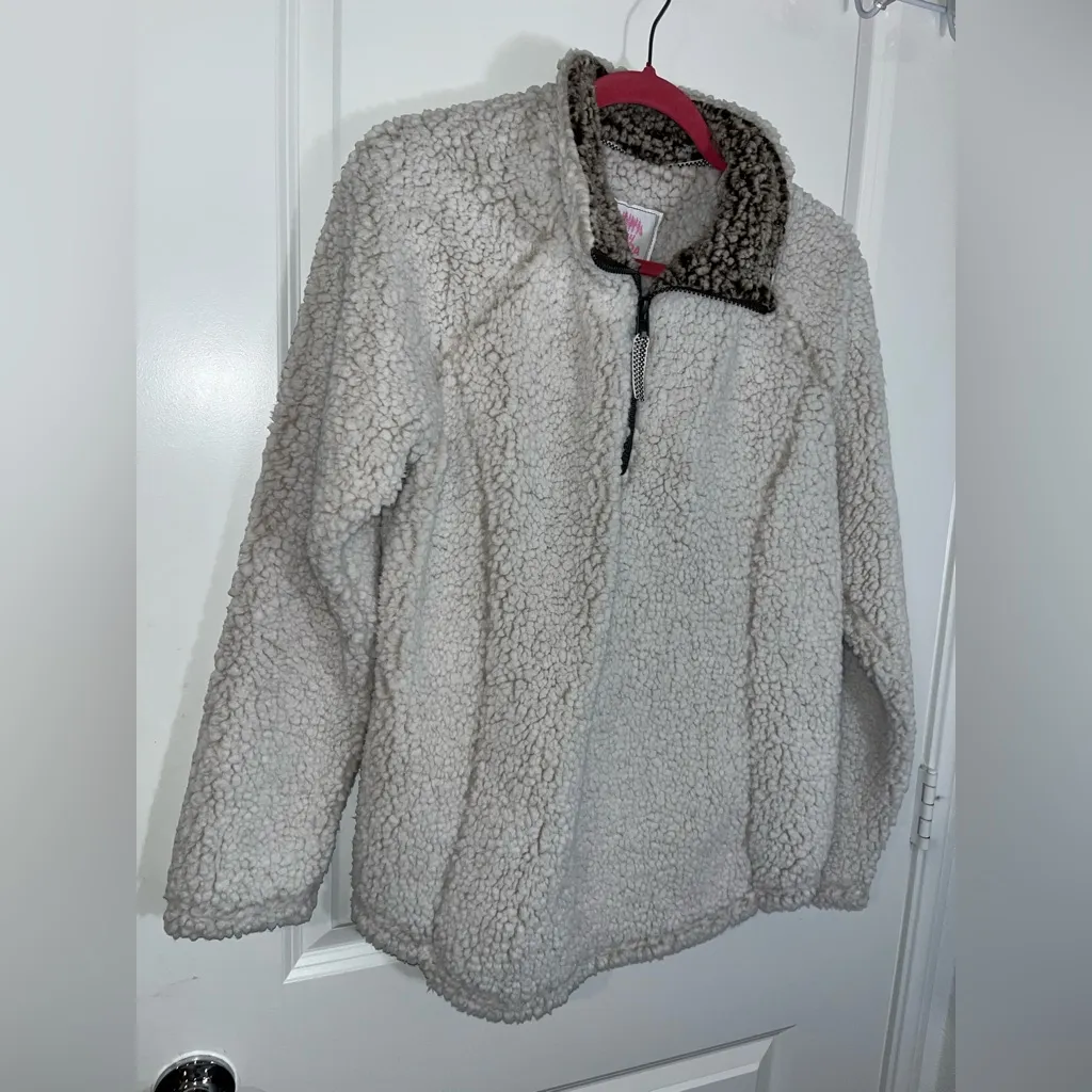 Cozy Sherpa Members Mark FluffyFleece Super Soft 1/3 Zip Cream Pullover Jacket L - Image 6