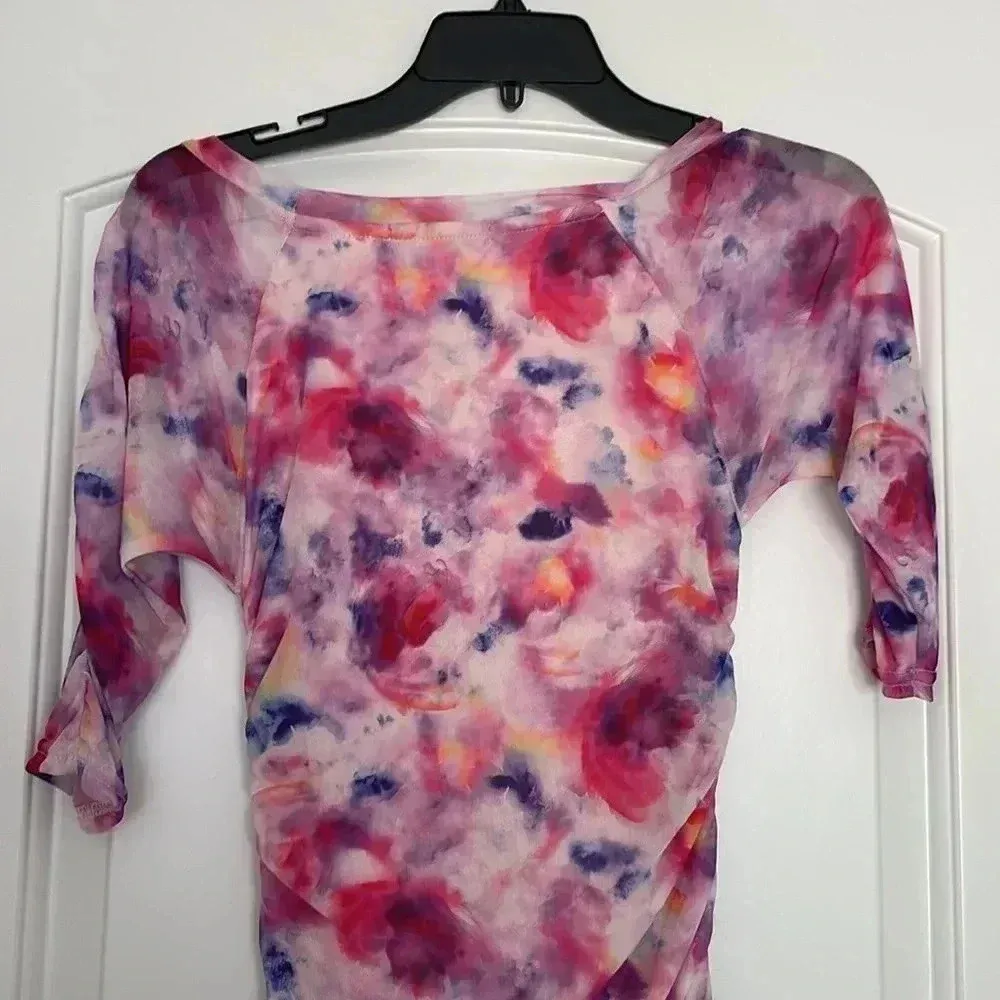 NWT BETSEY JOHNSON Sunset Floral Tie-Dye Mesh Dress Sz Small - Image 8