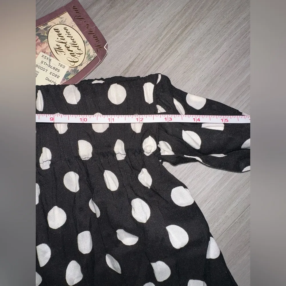 NWT Vintage Hunters Run Black & White Polka Dot Elastic Womens Waist Tie Shorts - Image 9