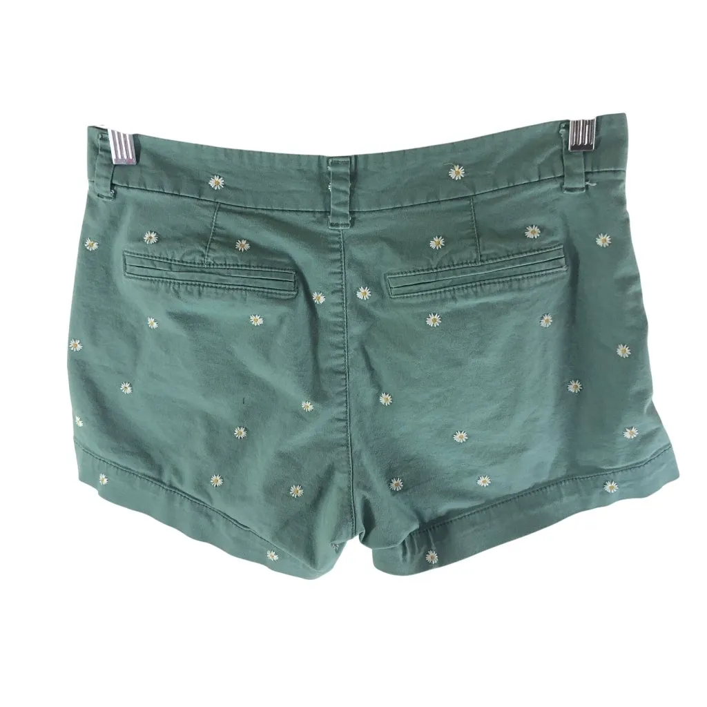 Old Navy Womens Everyday Short Twill Cotton Floral Green 2 - Image 2
