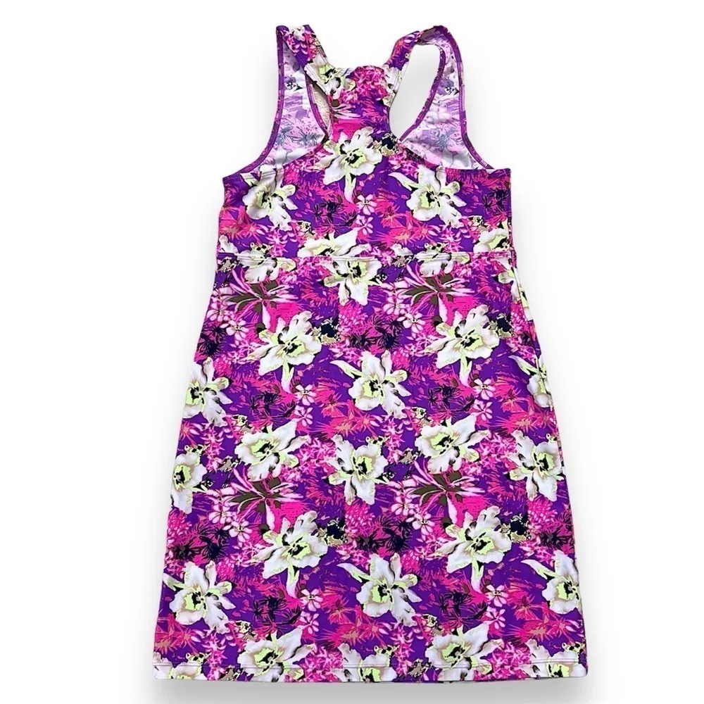 Hula Bay hawaiian floral orchid print beach dress, neon colors, M, stretchy Size M - Image 5