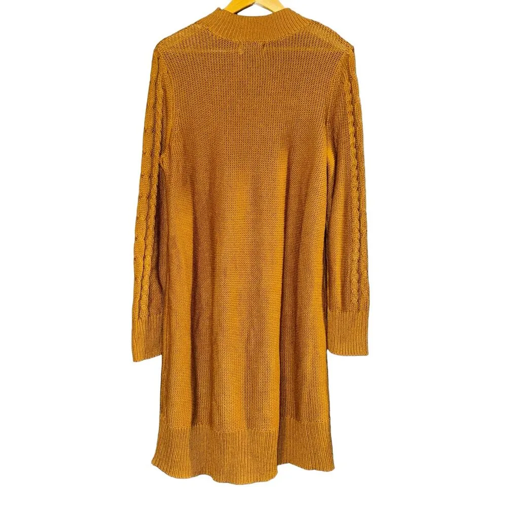 Old Navy Long Sleeve Cable Knit Sweater Dress Tunic Women XL Mustard Yellow Fall - Image 5