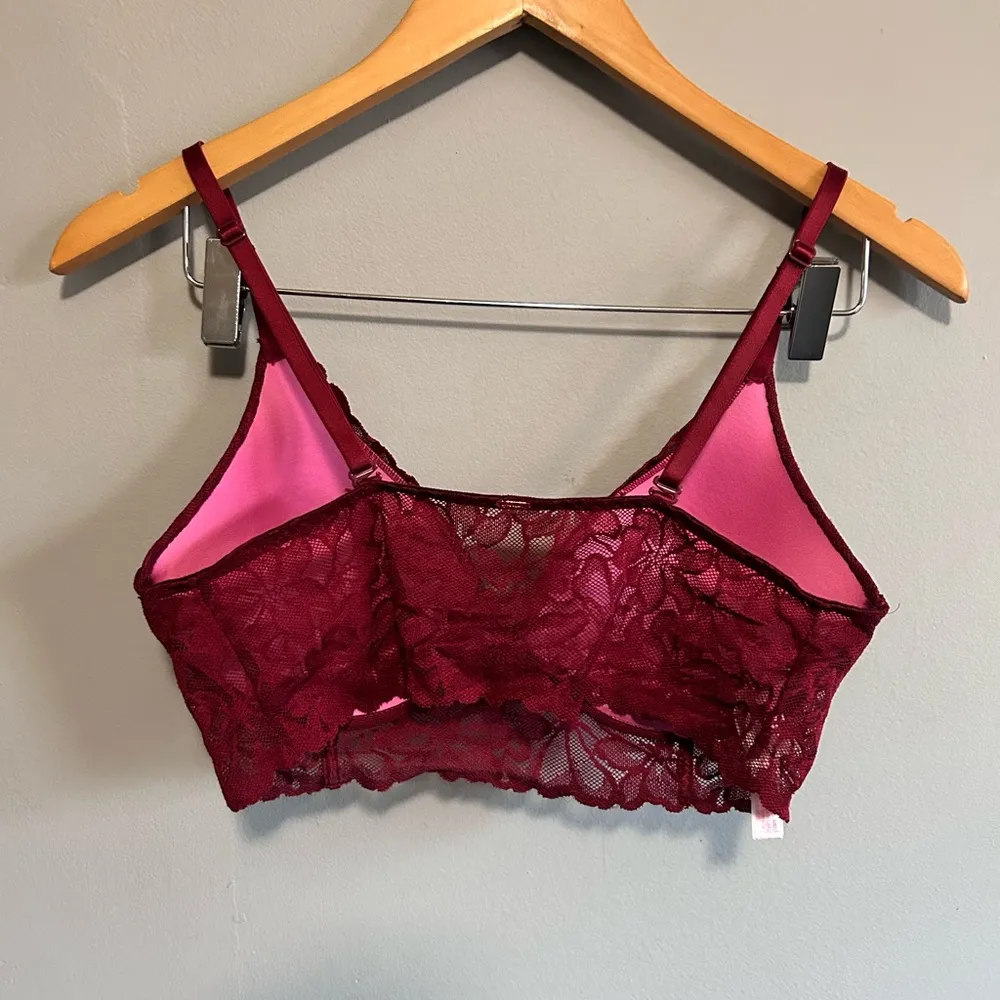 PINK Lace Push-up Bralette | Size: M | Red - Image 2