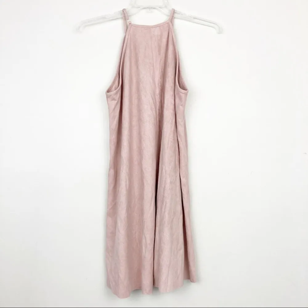 Bishop + Young Pink Faux Suede High Neck Dress Sz S - Image 4