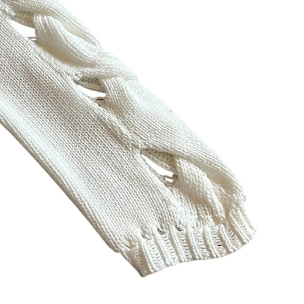 Per Se by Carlisle White Woven Pullover Sweater Cutout Sleeves Size XS NWT - Image 3