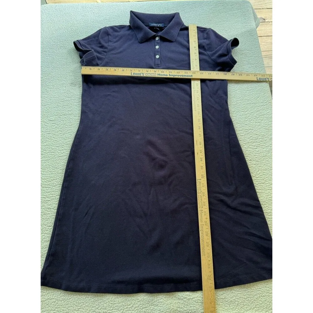 Lands End Women's Petite Medium (10-12)  Pique Polo Dress, Blue  Cotton - Image 7