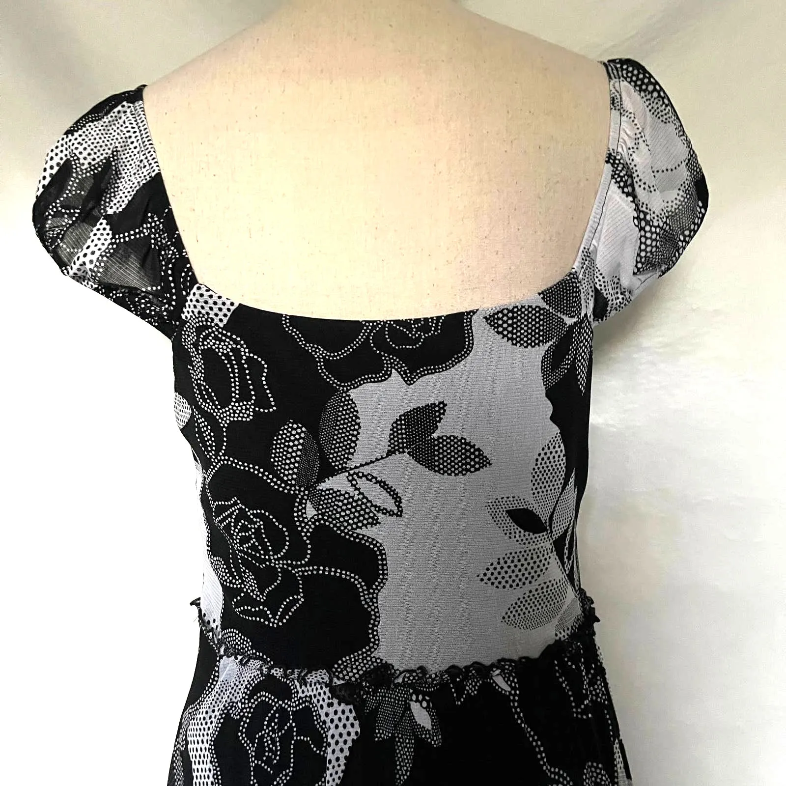 Signature Sangria Midi Floral Dress 10 Romantic Old Hollywood Retro Rockabilly Black Size L - Image 11