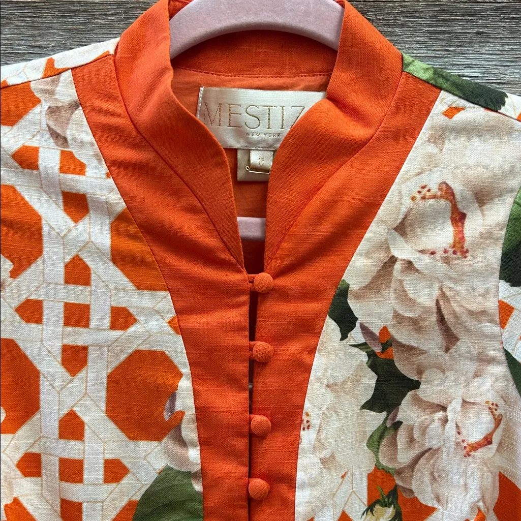 Mestiza NY Carmen Flare Sleeve Bow Mini Dress Linen Sun - Image 5