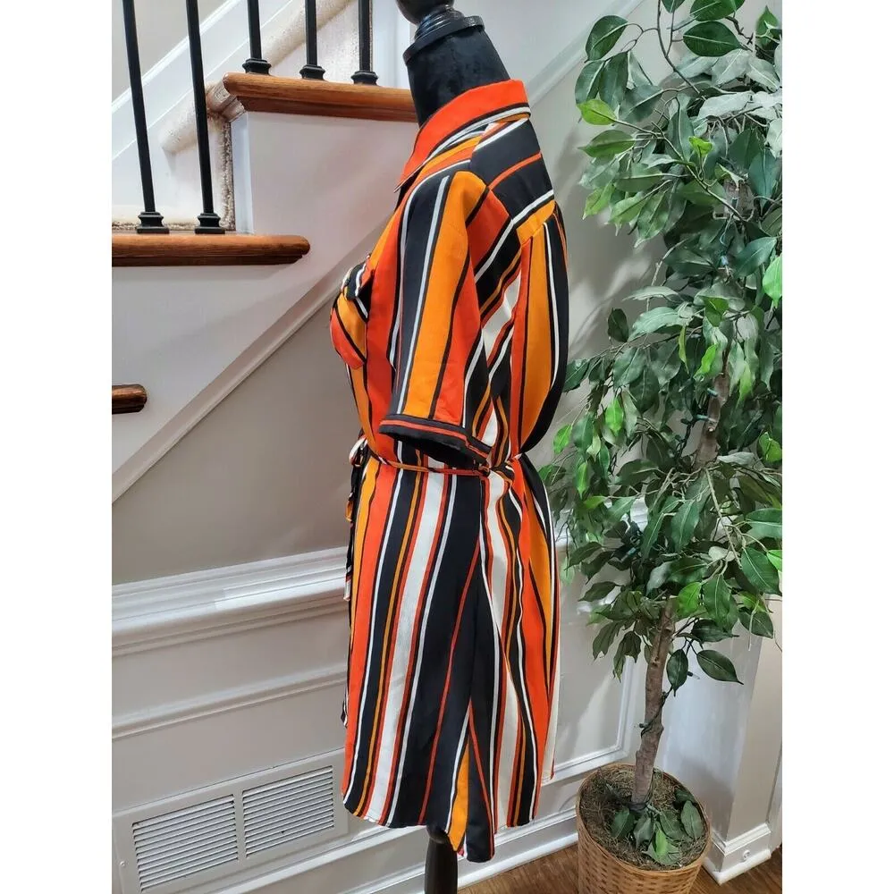 Amaram Women Multicolor Polyester Collared Short Sleeve Knee Length Shirt Dress Size undefined - Image 6