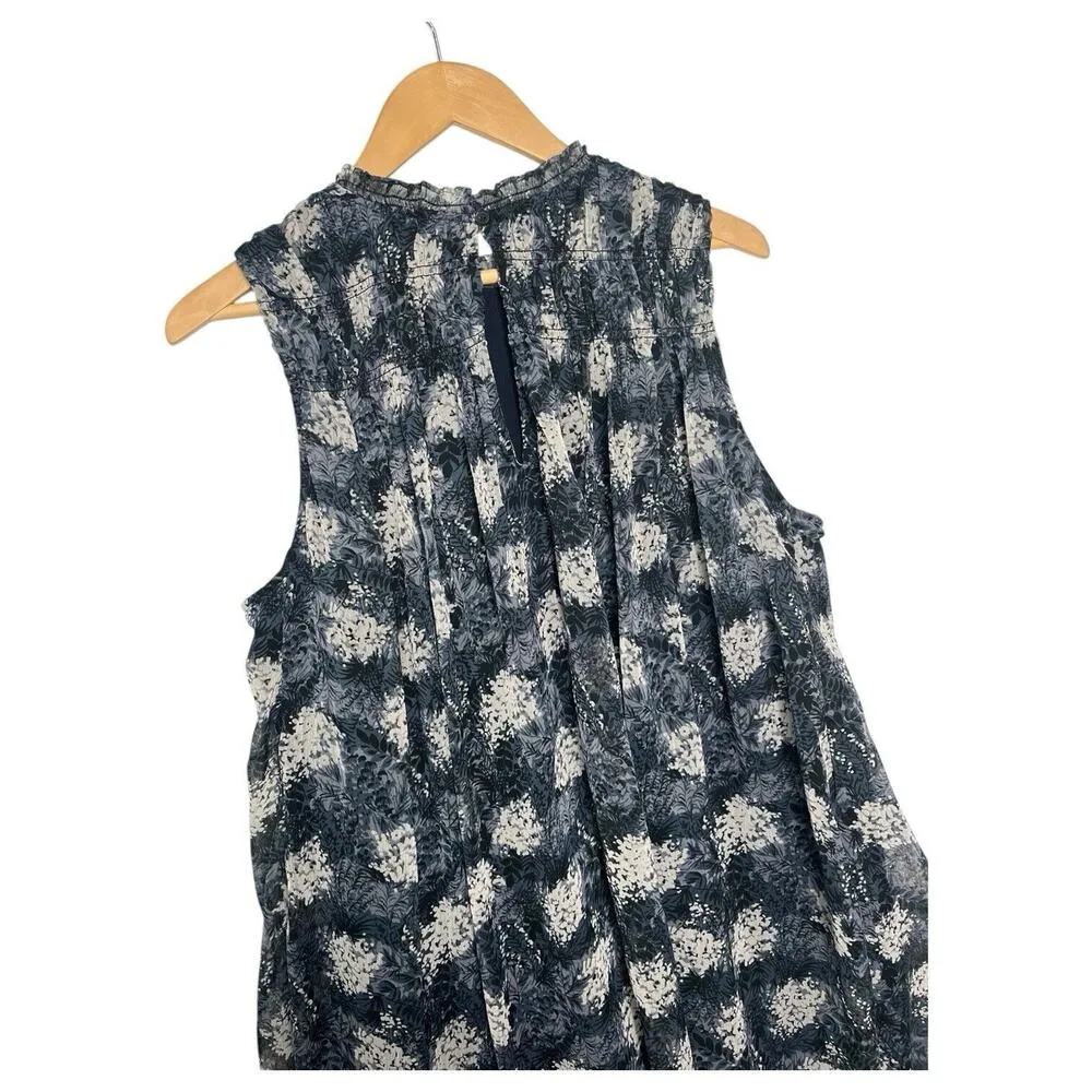 Joie Dress Womens L Thelen Baltic Swing Trapeze Chiffon High Neck Lined Blue - Image 9