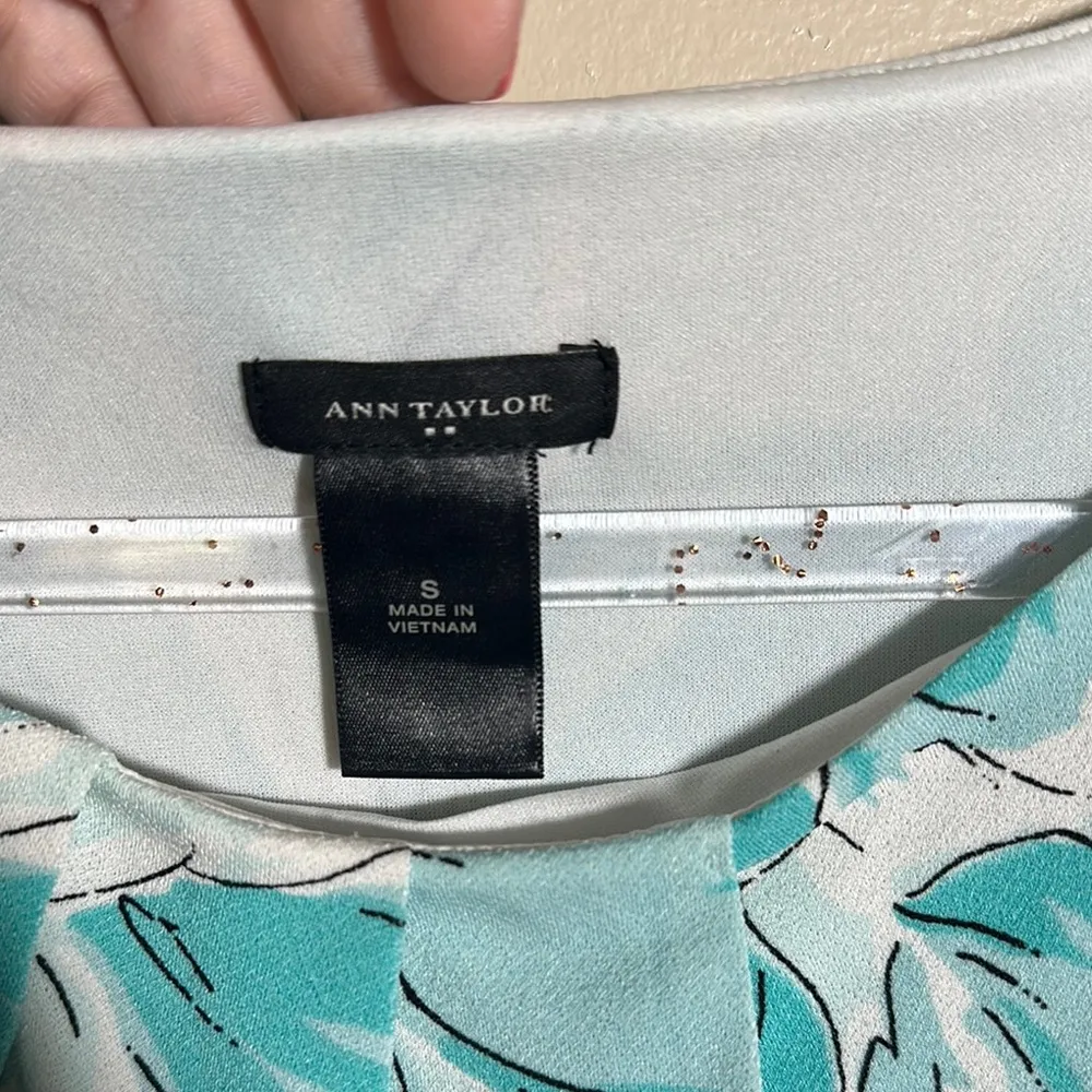 Ann Taylor Teal White Floral Sleeveless Dress‎ | Small - Image 4