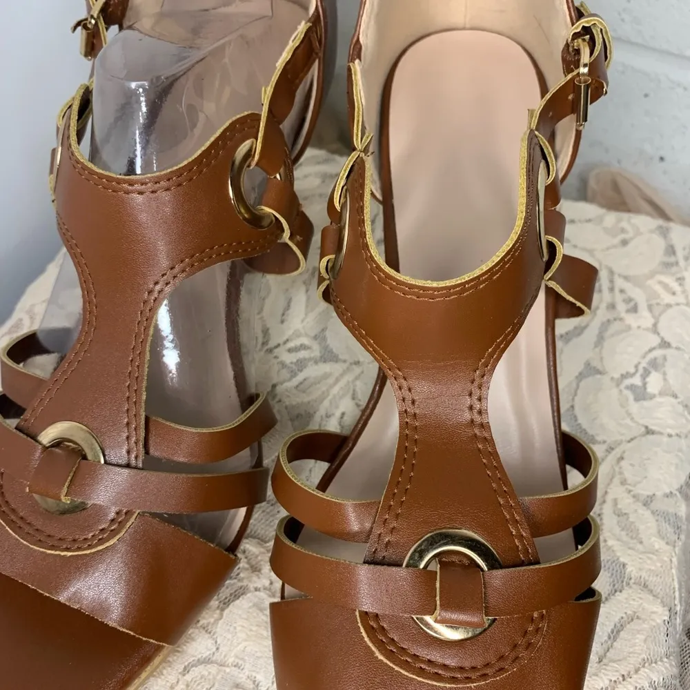 Brown Faux Leather Roman Sandals Size 10 - Image 12