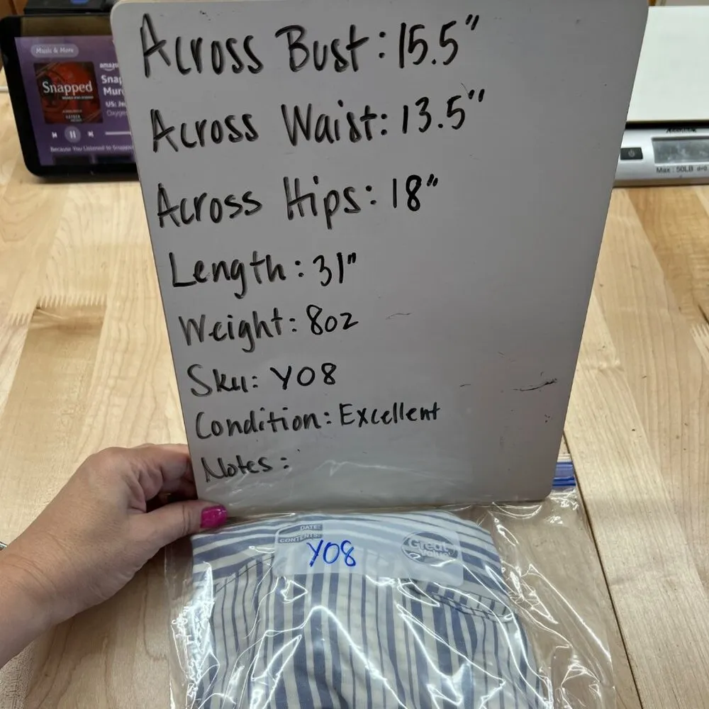 BB Dakota One-Shoulder Striped Ruffle Romper White Blue Size 2 - Image 11