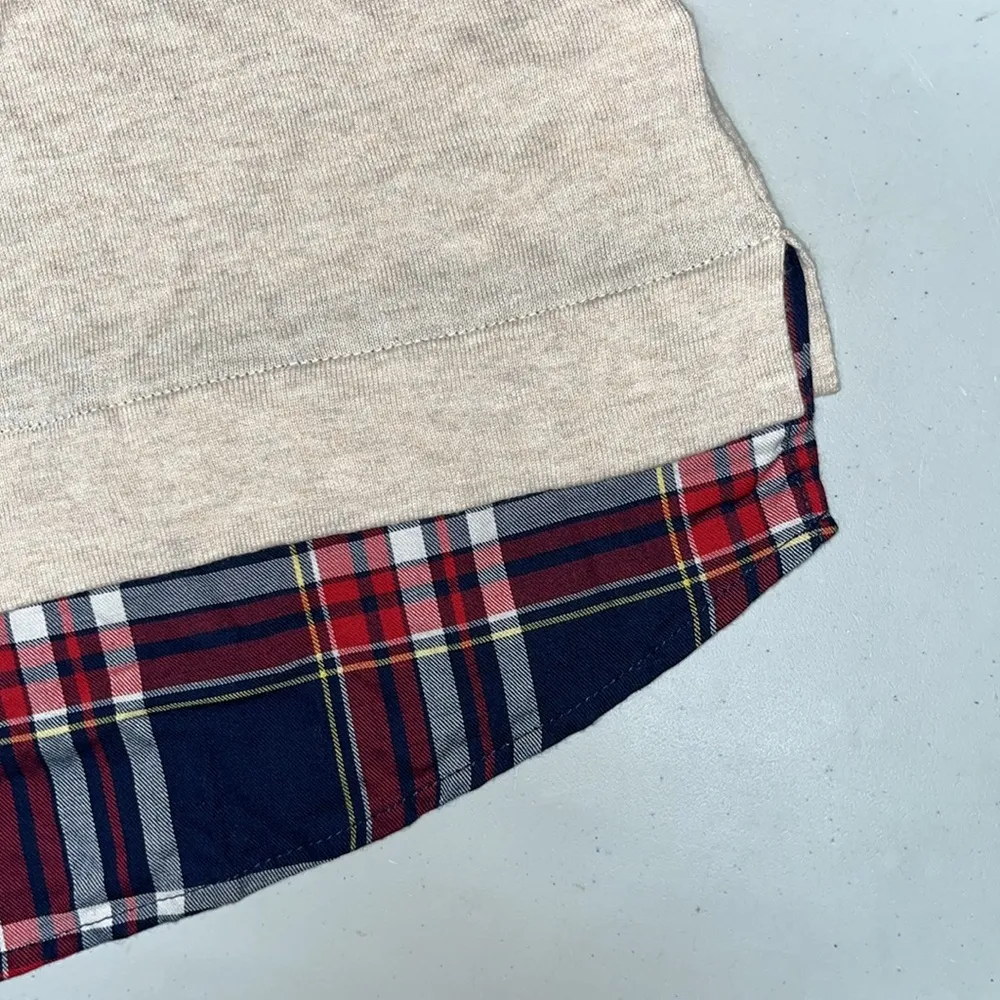 J. Crew NWT Size 2X Tan - Plaid Layered Long Sleeve 100% Cotton Sweater Top - Image 4