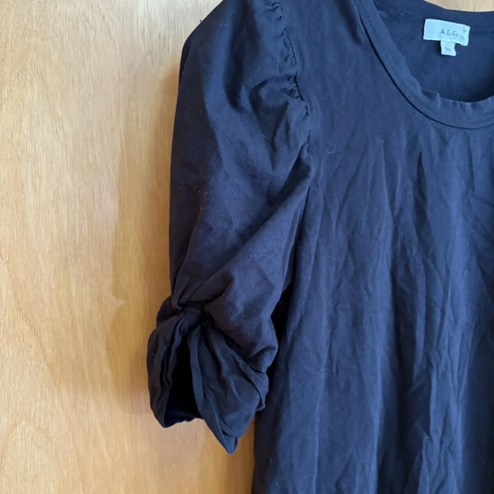 ALC "Kati"‎ Puff-Sleeve Cotton Tee Shirt Black XS - Image 5
