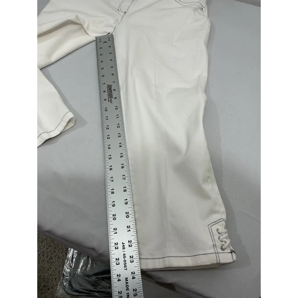 Womans Jones NY Stretch Size 12 White Nautical Capri Pants - Image 7
