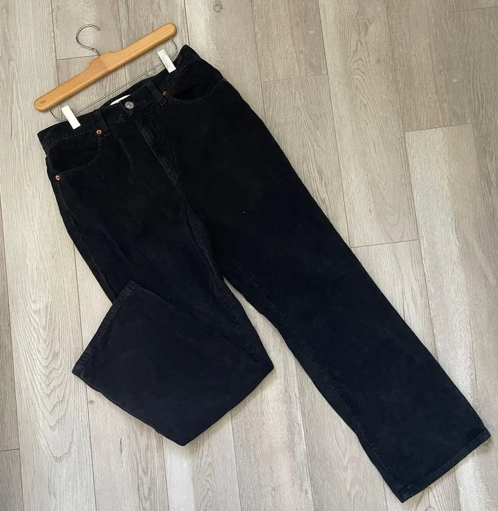 Re/Done Corduroy Jeans high rise straight leg womens Black (size 28) stove pipe - Image 1