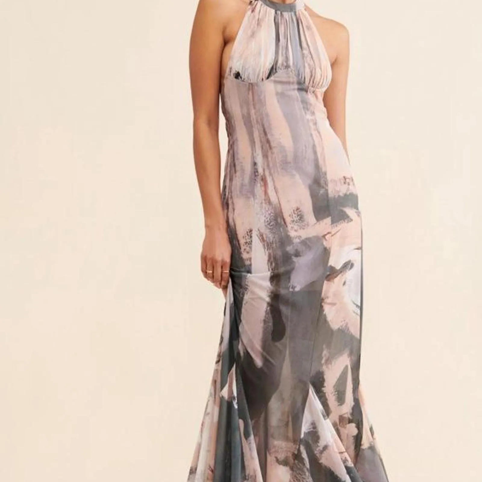 Let Me Be for Anthropologie Knit Halter Maxi Dress Pink Size XXL - Image 2