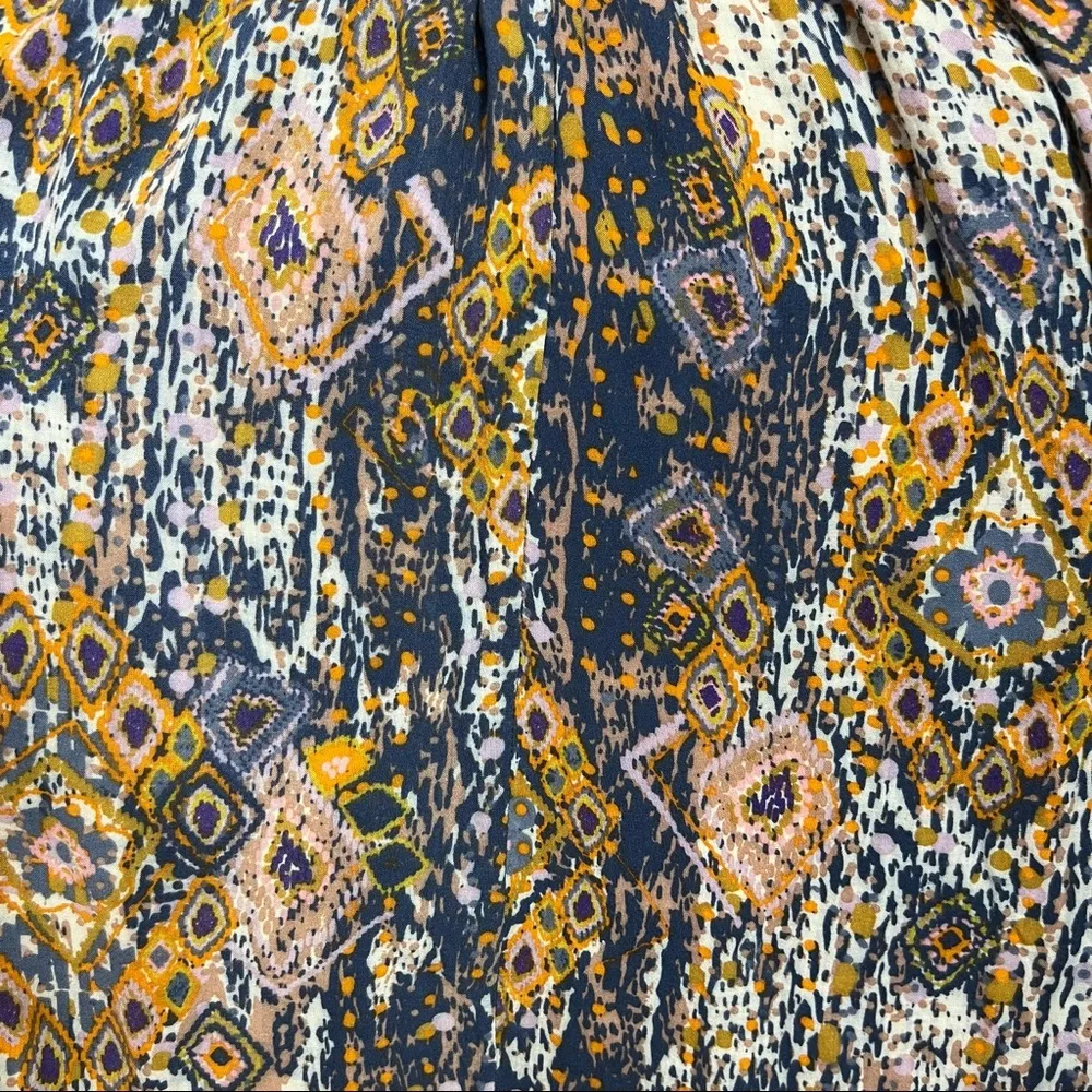 Strapless Boho Maxi Dress Size Small Orange Blue Gray White - Image 4