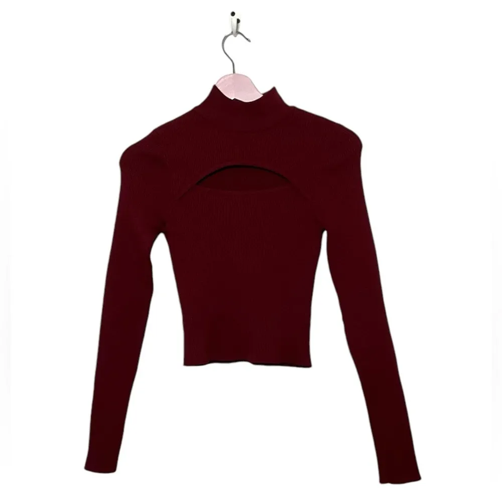 Urban Outfitters laser‎ cutout turtleneck long sleeve crop sweater Medium - Image 2