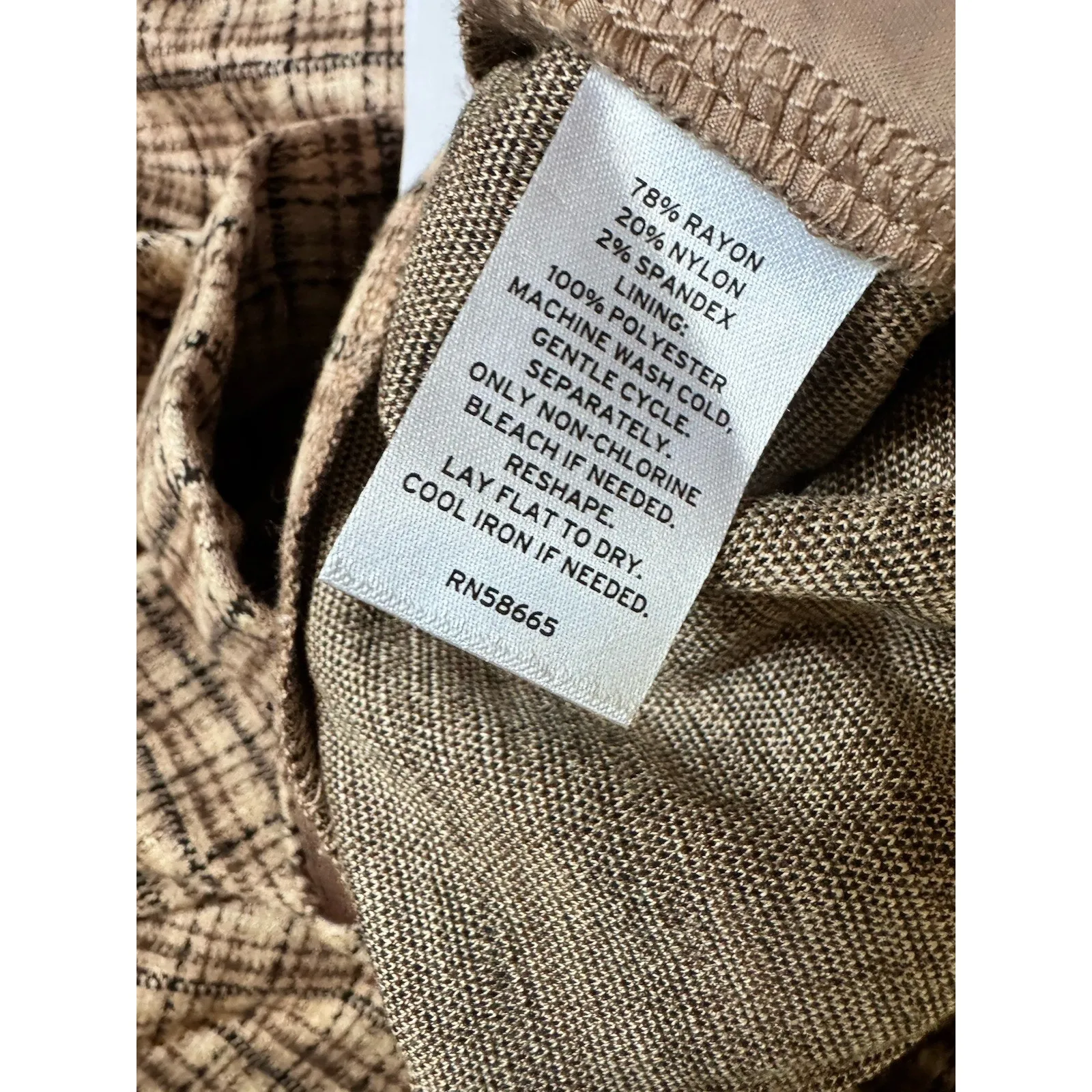 NWT Nordstrom Rack Brown Houndstooth Plaid Knit Straight Leg Dress Pants Size XL - Image 6