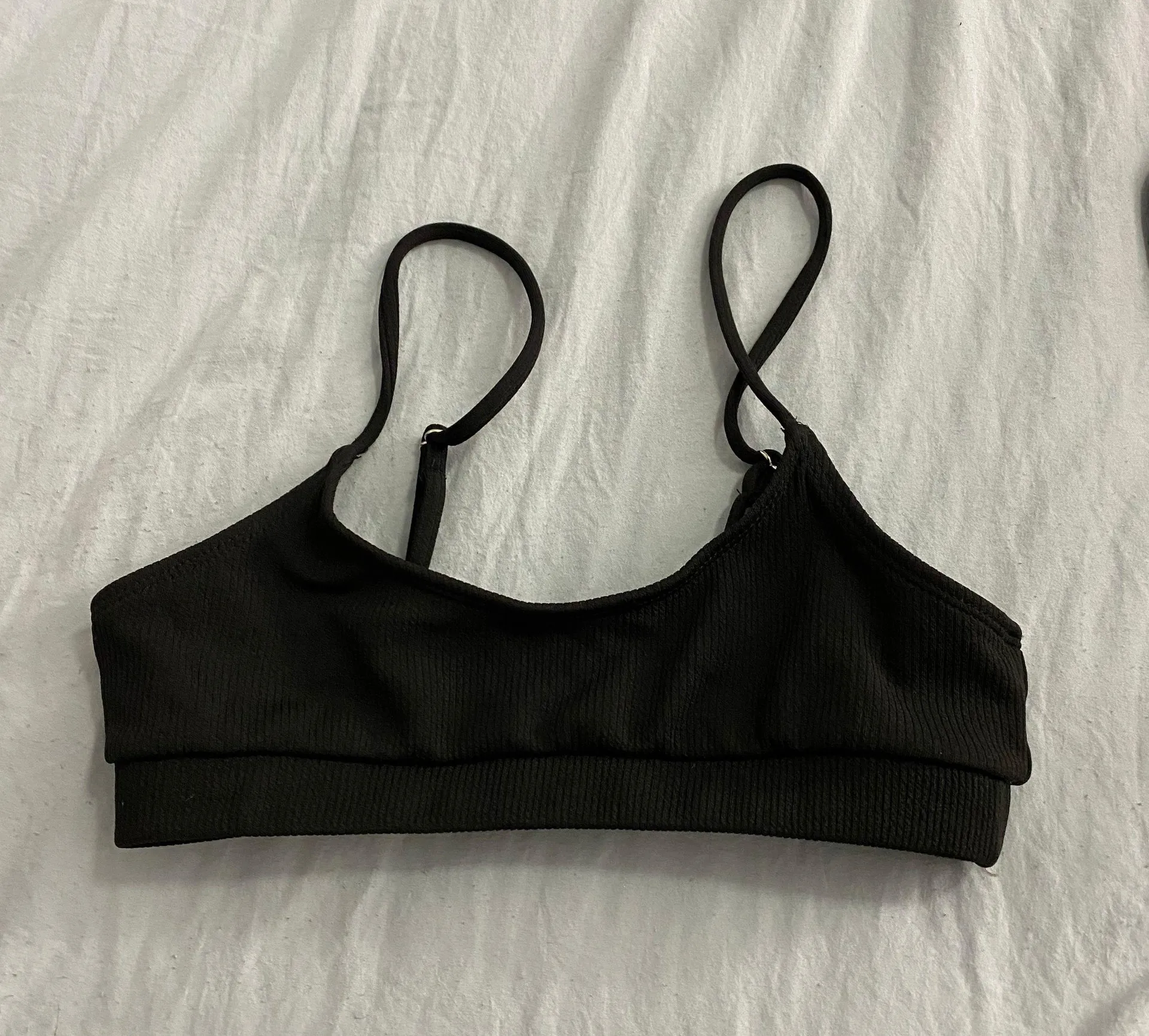 Black Ribbed Bikini Top - Image 2