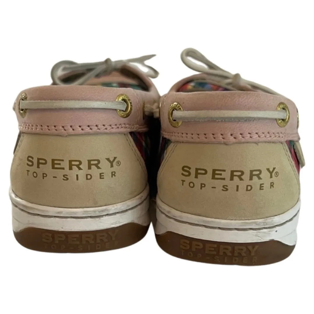 Sperry TopSider Pink Blue Plaid Tartan Angelfish Slip On Boat Shoes Size 8.5 - Image 5