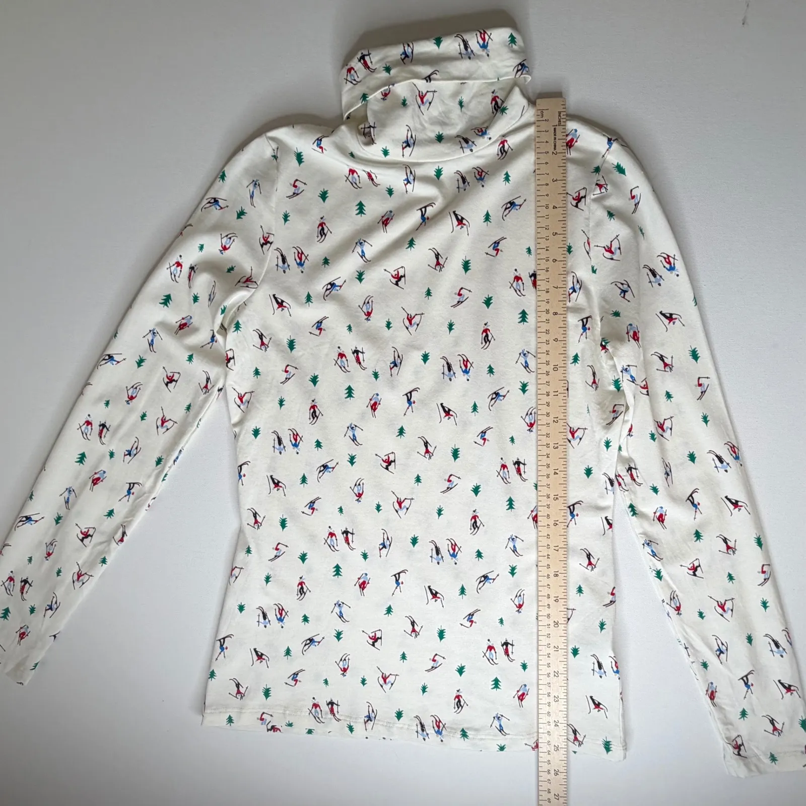 Lands End Ski Print Turtleneck Top XS Winter Cozy Layer Apres Ski Snow Holiday - Image 7