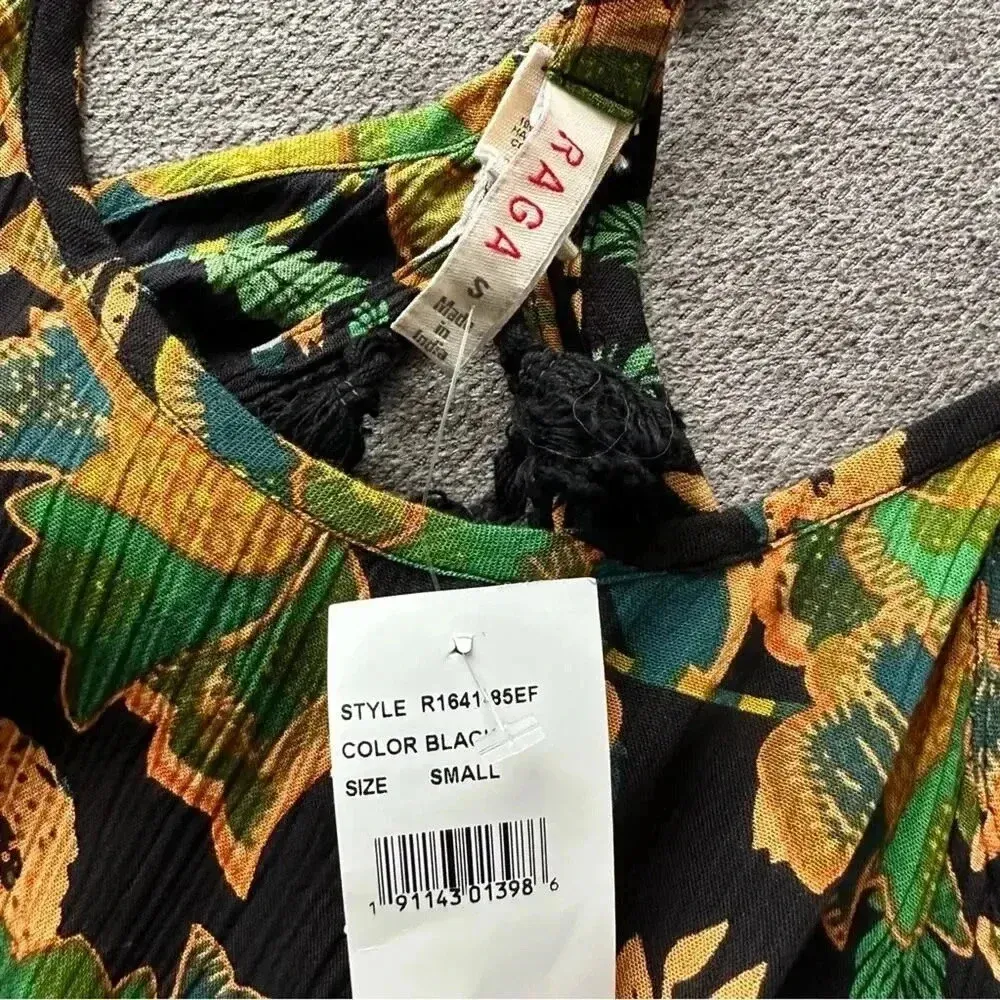 Anthropologie RAGA Flowy Floral Tassel Fringe Open Back Tank Small NWT - Image 2