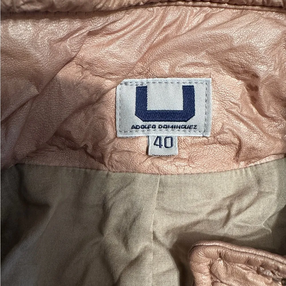 Adolfo Dominguez Crinkled Leather Jacket Moto in Cognac Tan Vintage EU40 / US 8 - Image 4