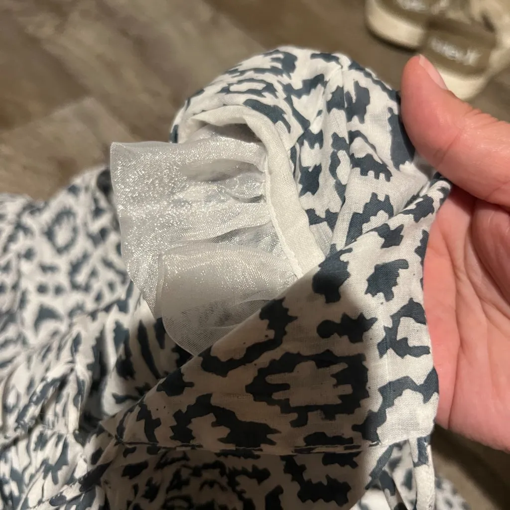 India Collection Emerson‎ Fry Puff Isla Charcoal Leopard Print Cotton Blouse Gray Size XS - Image 10