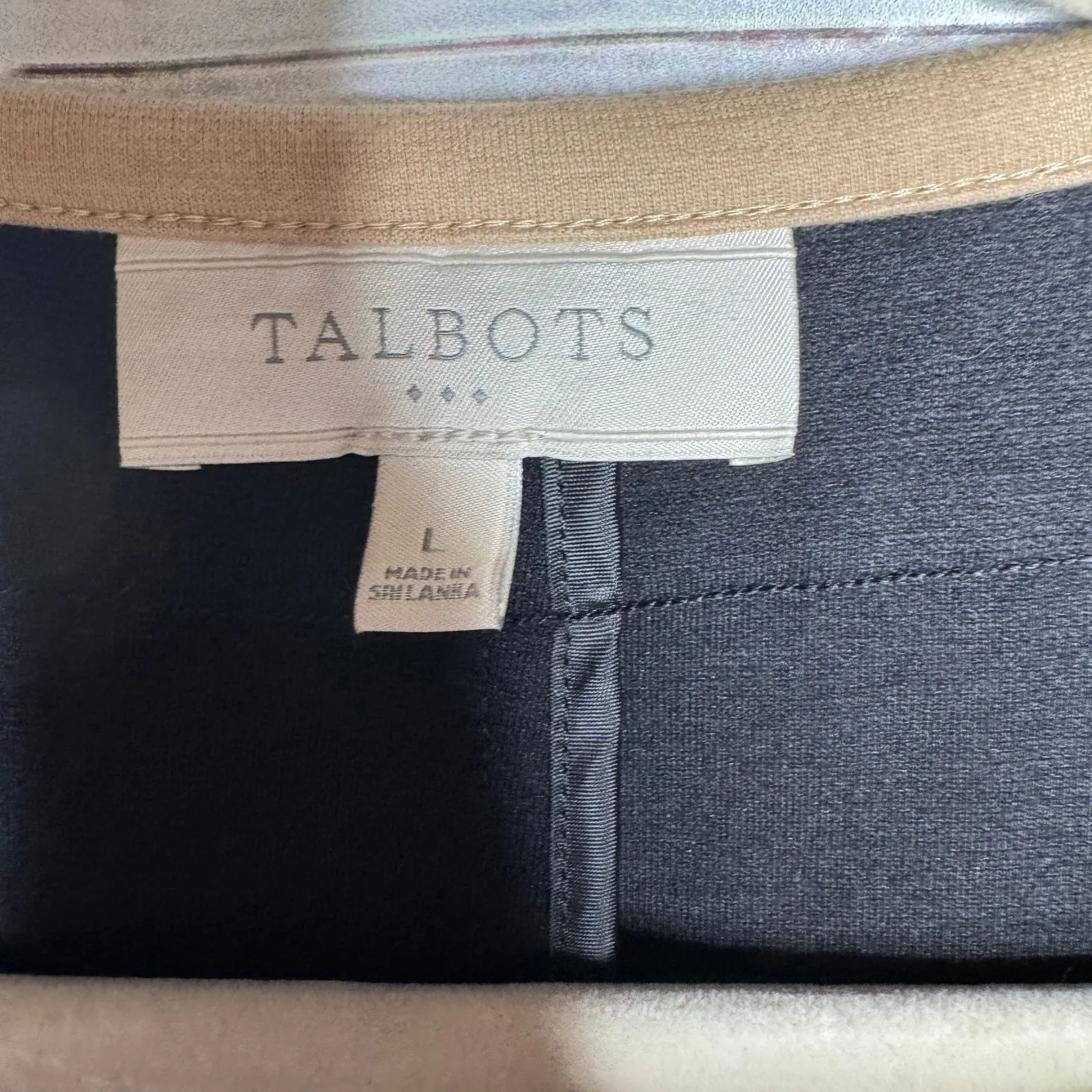 Talbots Open Front Knit Blazer Jacket Trim Classic Polished Workwear Blk Lg - Image 2