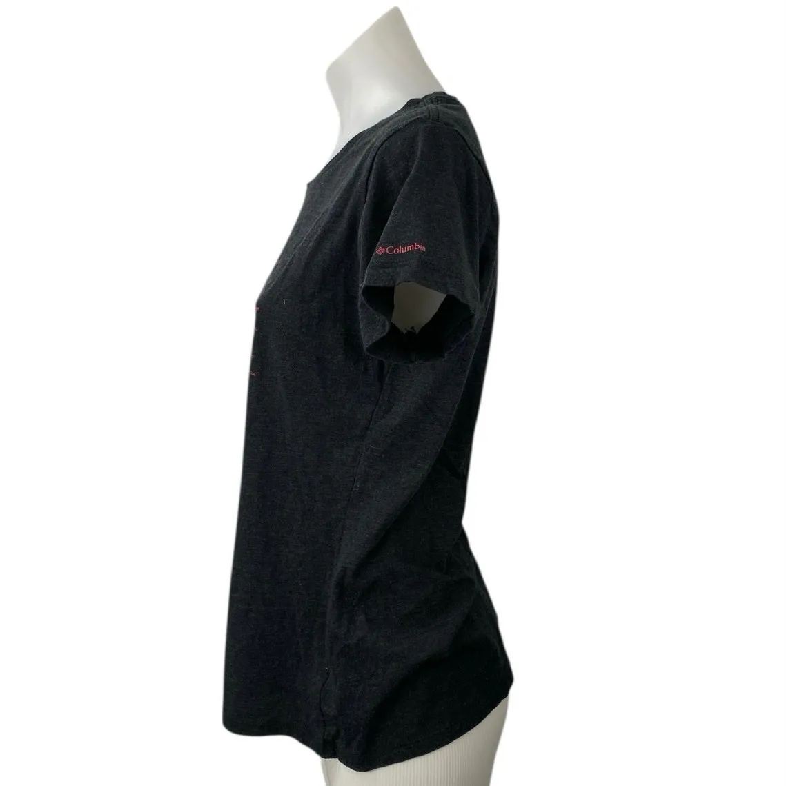 Columbia Women's Black Crewneck Short Sleeve Graphic Casual Tee T-shirt Top Sz L - Image 3