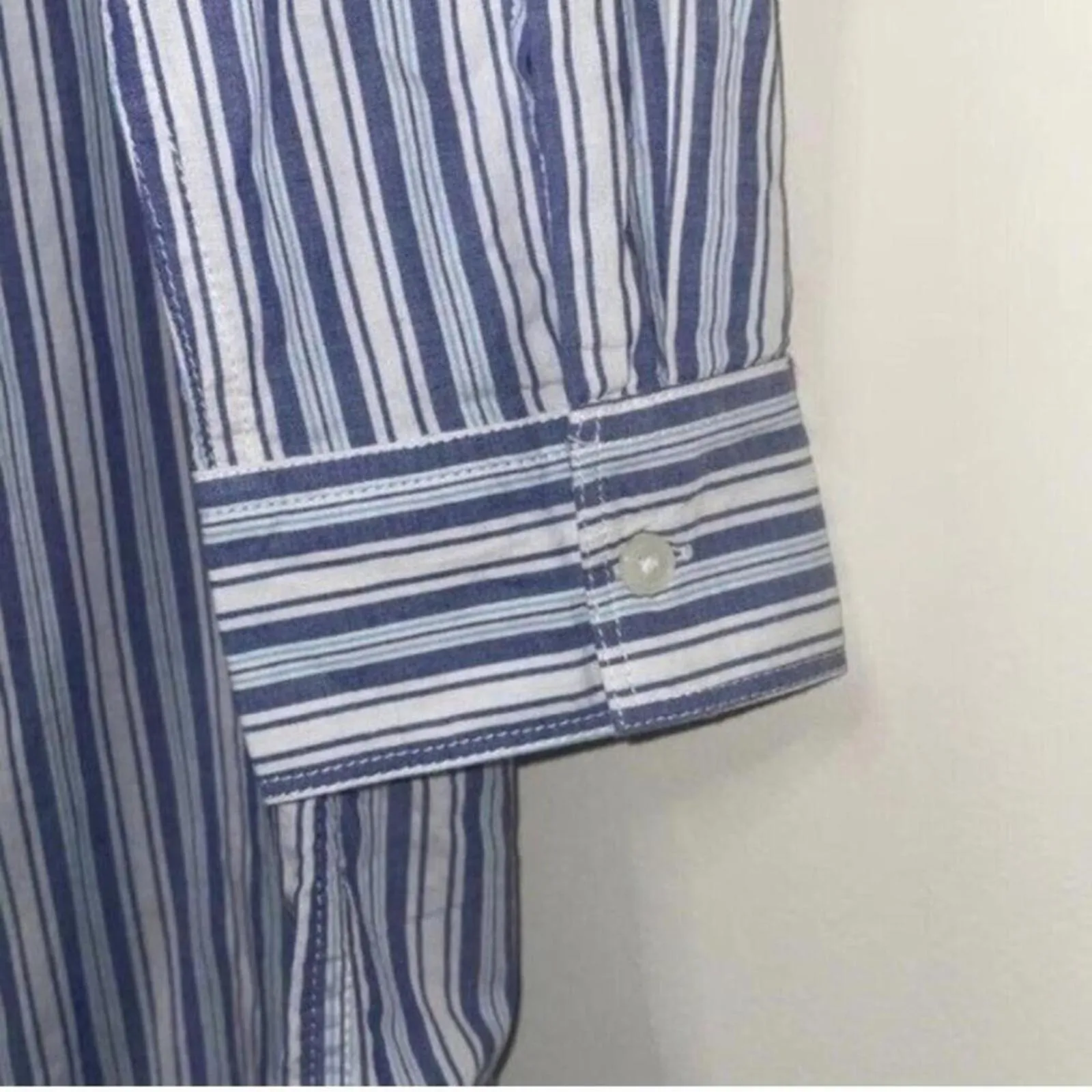✅Lands End Blue and White Striped Shirt Dress Classic Business Office - Image 4