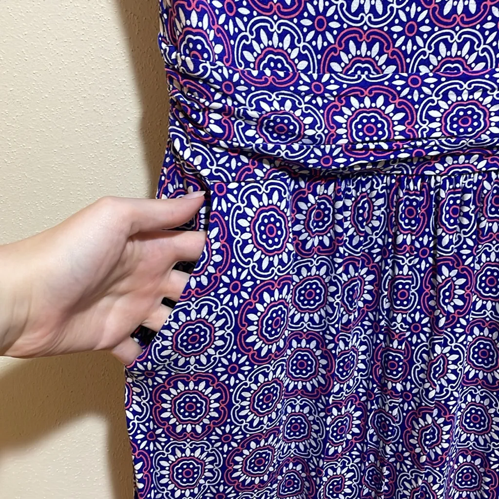 Boden Amelie Jersey Knit Short Sleeve Dress Blue White Pink Pattern Size 2 J0326 - Image 7