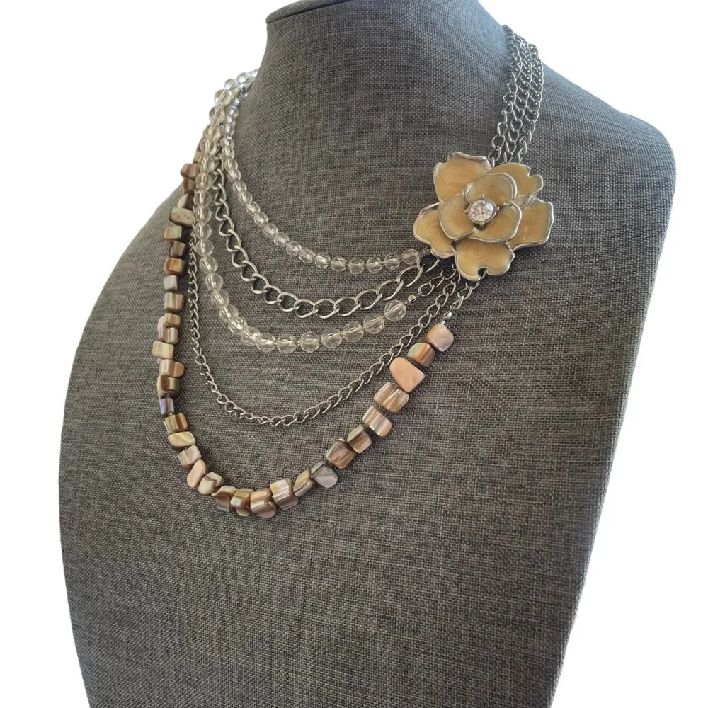 Ny Collection  layered multi chain draped flower necklace - Image 2