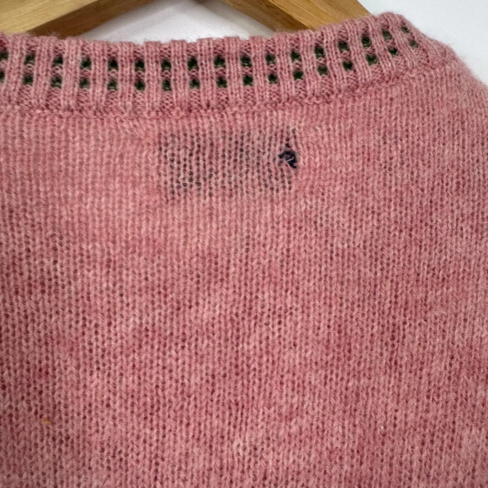 United Colors of Benetton Pink Shetland Wool Novelty Fair Isle Sweater Size M - Image 6