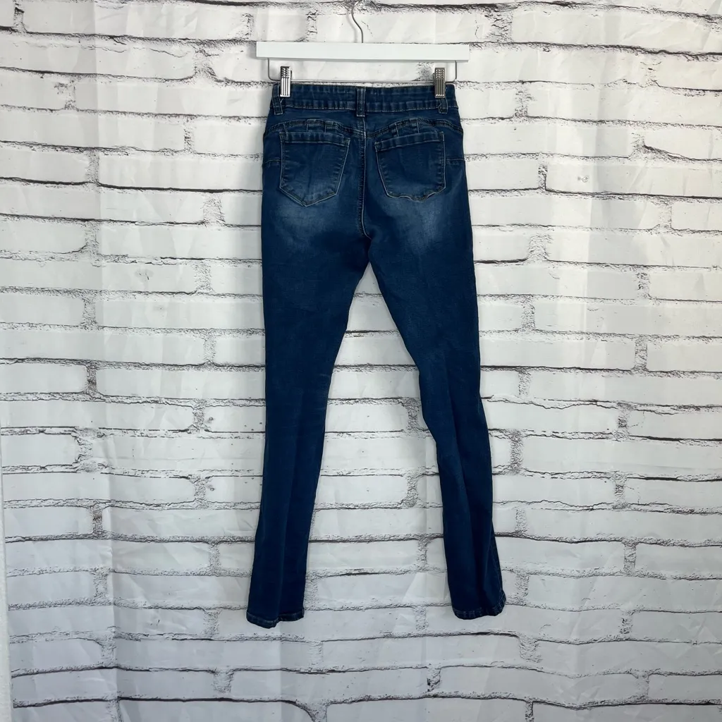 Wax Jean “Butt, I Love You” Distressed Skinny Jeans Dark Wash Women’s 3 Low Rise - Image 10