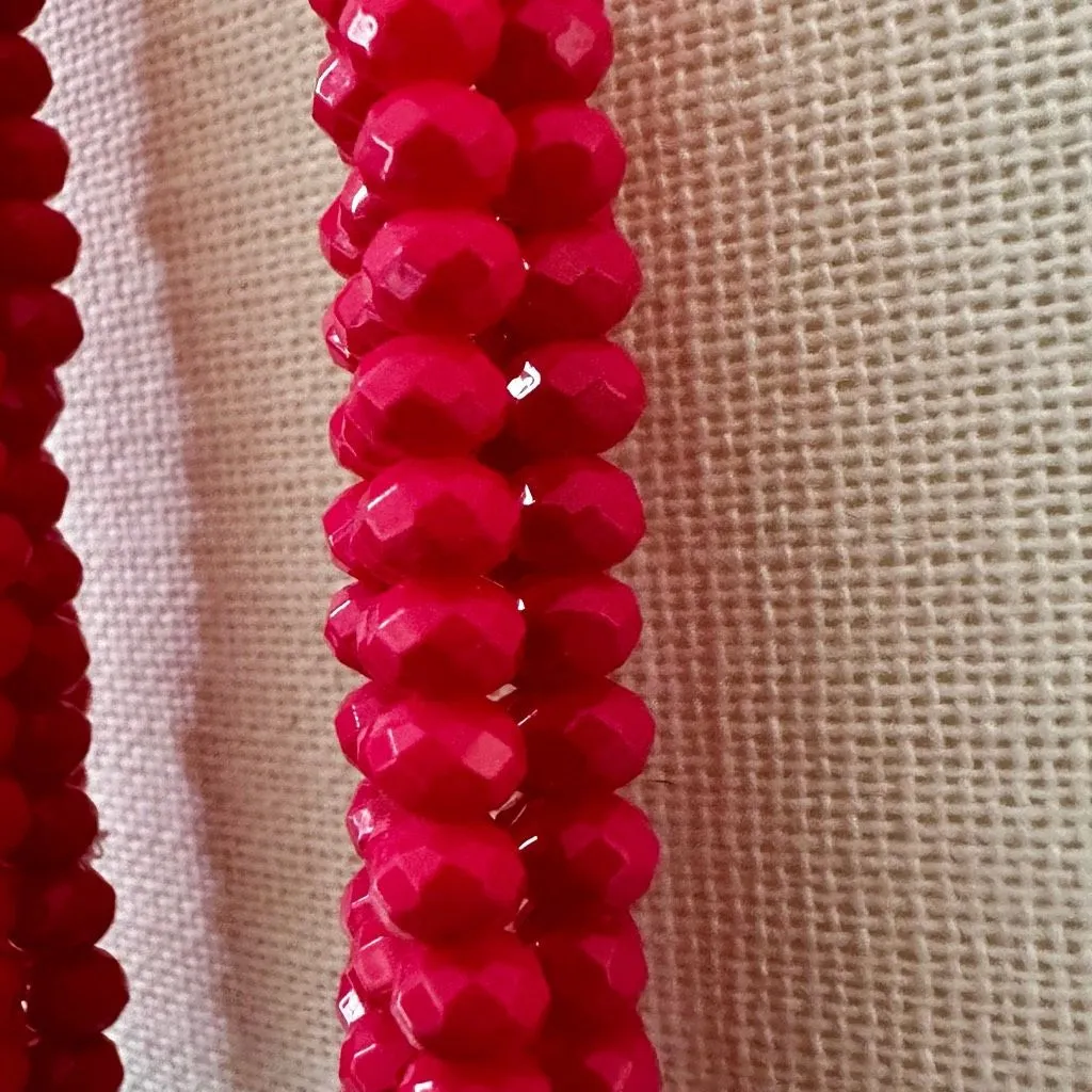 New York & Company Hot Pink Beaded Tassel Earrings - Image 8