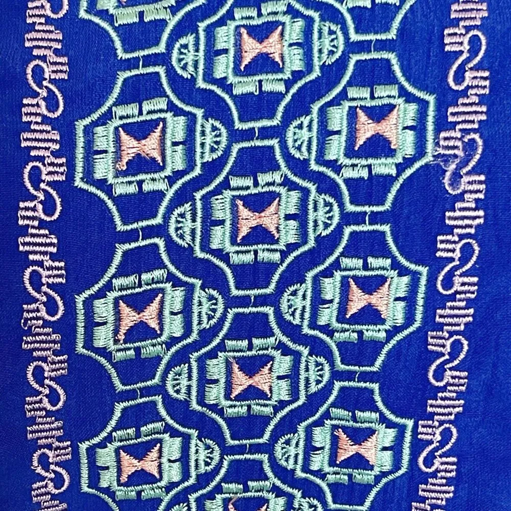 West 36th Womens Dress Sz Medium Blue Embroidery Ruffle Boho Bohemian Tribal - Image 4