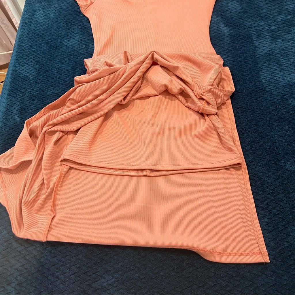 Haute Monde Blush Pink Stretch Ribbed Jersey Knit Side Slit Bodycon Maxi Dress‎ - Image 9