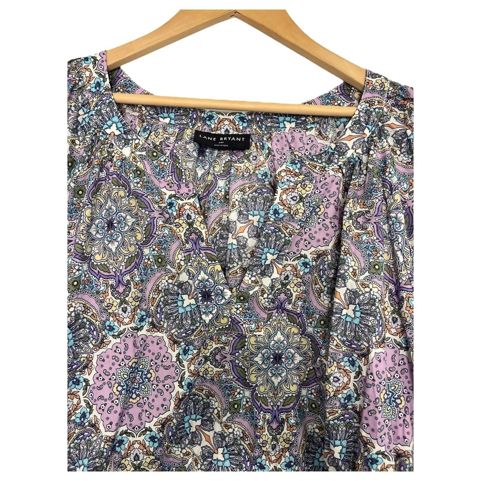 Lane Bryant Dress Womens 24P Purple Midi Geometric Boho Tiered Pockets Peasant - Image 4