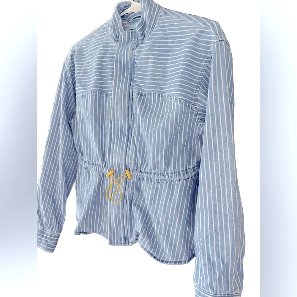 Future Collective Cinch Waist Zip Front Jacket Blue Size XS - Image 3