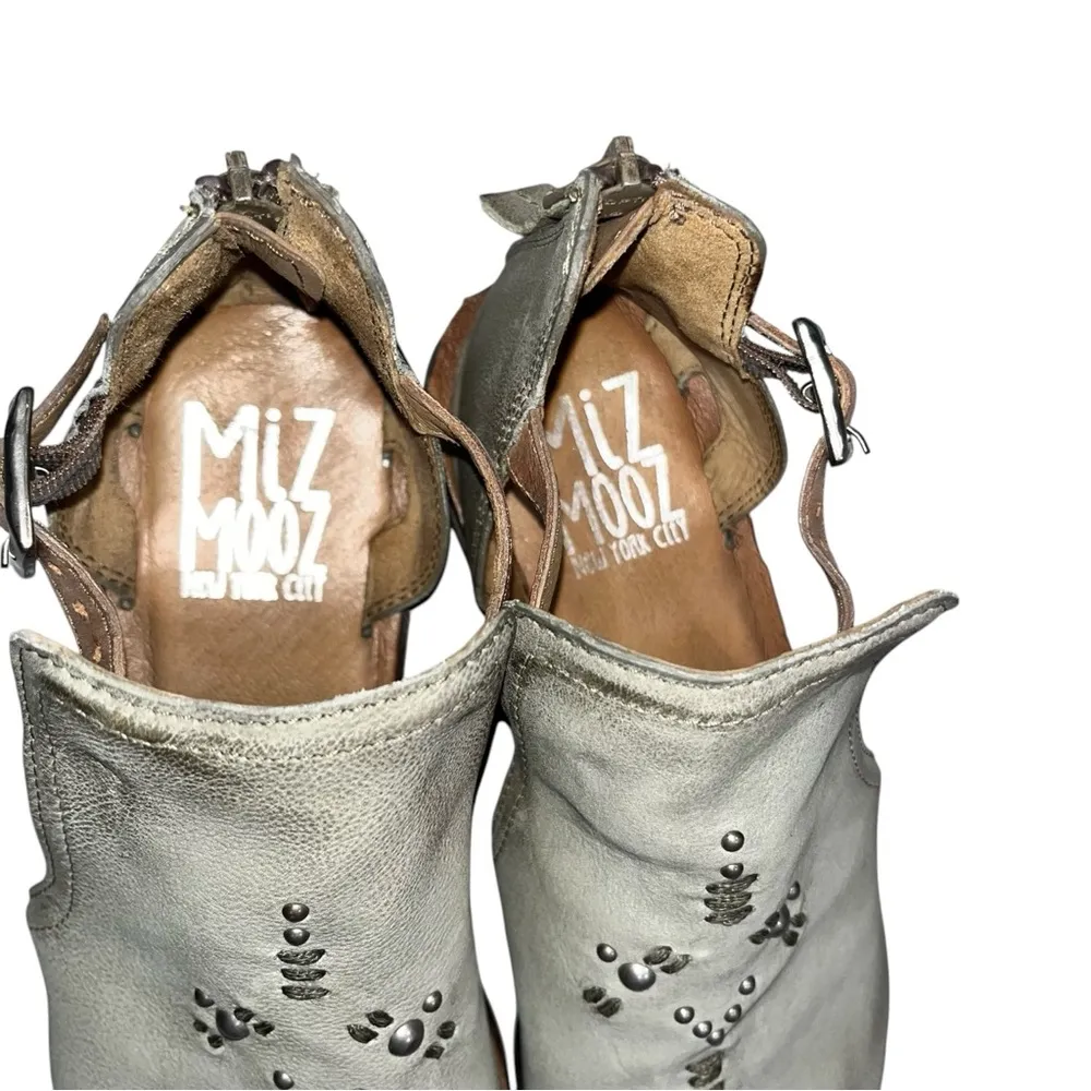 Miz Mooz Sage Green Studded Leather FiFi Peep Toe Sandals Shoes size 38 Wide - Image 7