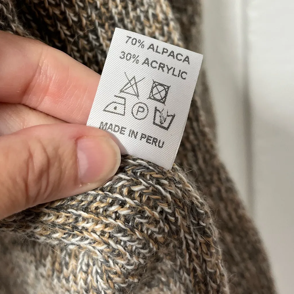 Simply Natural Alpaca Blend Linda Cape open front cardigan sweater in natural XL Brown - Image 6