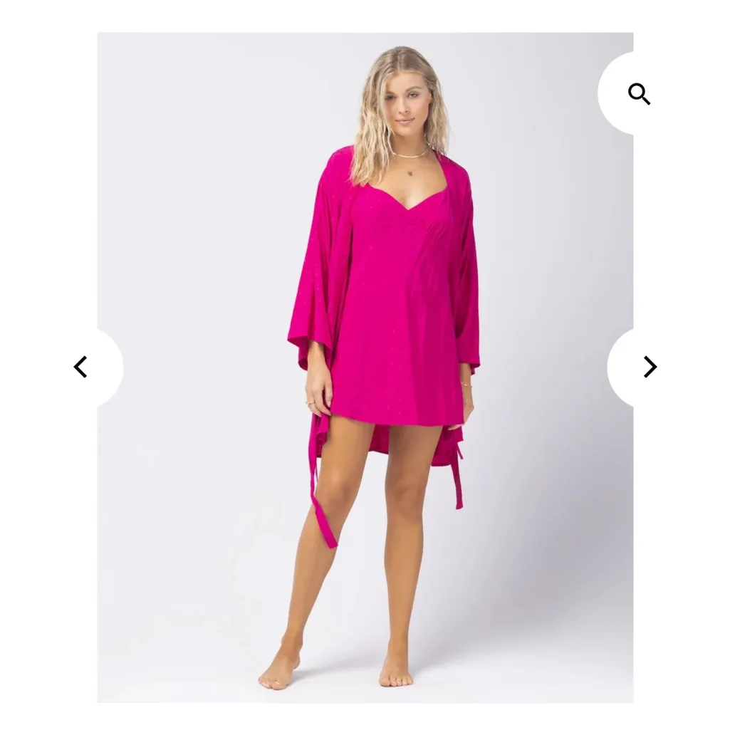 l*space Moonlit slip dress & Robe set in Heart Jacquard Bougainvillea small NWT! - Image 9